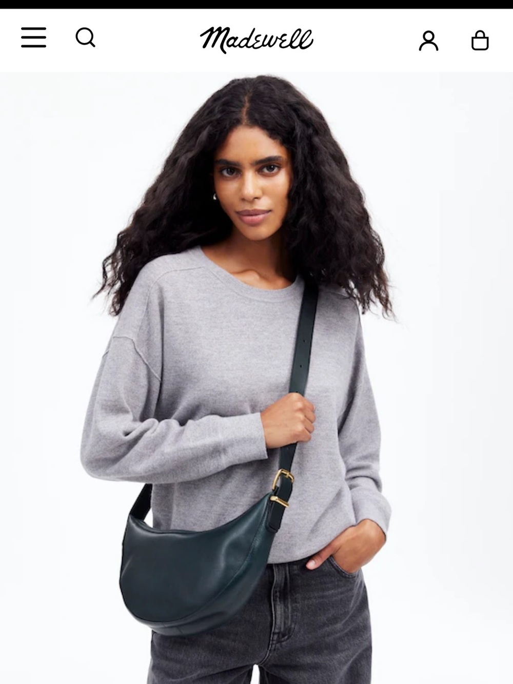 Madewell Dark Green Leather Crescent Crossbody Bag - Picture 9 of 9